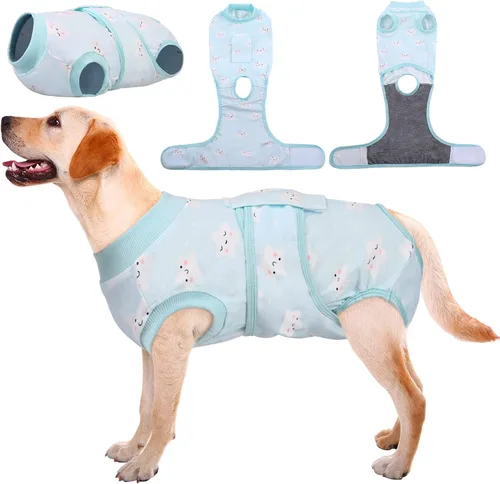 Vista 9 de Kuoser - Traje de recuperación posterior a la cirugía para perros y gatos, camisa profesional y vendaje de heridas abdominales, reemplaza collar