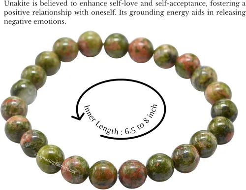 Vista 641 de Amazing Gemstone Pulsera de cristal para mujeres y hombres, pulsera de cristal curativo de protección, pulsera elástica con cuentas de piedras