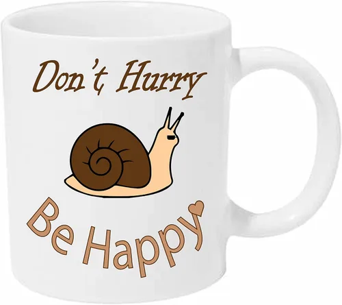 Vista 5 de Taza Don't Hurry Be Happy, diseño fresco de caracol, taza para amantes del café, café todo el día, café todos los días, Primero Café, relax, citas