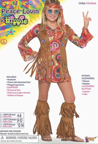 Vista 2 de Disfraz infantil de hippie de Forum Novelties , S, Multicolor
