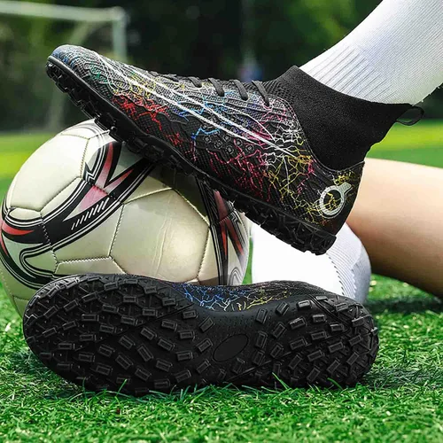 Vista 5 de MEBAMY Botas de fútbol altas unisex para exteriores, zapatillas deportivas para césped y fútbol, SD