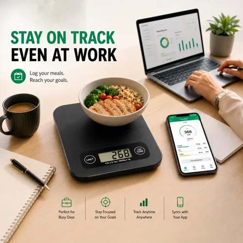 Vista 6 de URAMAZ Báscula de alimentos con calculadora nutricional, báscula digital de alimentos para báscula de cocina gramos y onzas, báscula inteligente