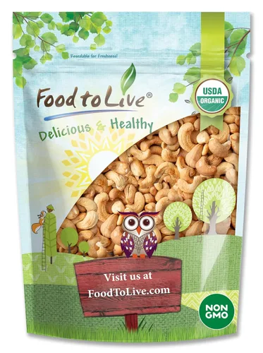 Vista 9 de Food to Live Anacardos enteros orgánicos tostados en seco con sal del Himalaya, 1 libra sin OMG, nueces tostadas al horno y ligeramente saladas, sin
