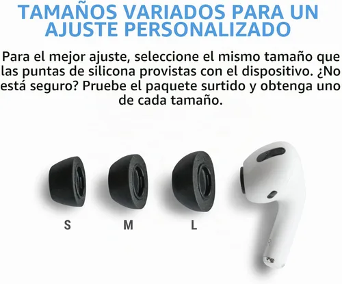 Vista 8 de Almohadillas de espuma viscoelástica Comply de repuesto para auriculares Apple AirPods Pro 1 y 2 Comodidad máxima, ajuste seguro, aislamiento
