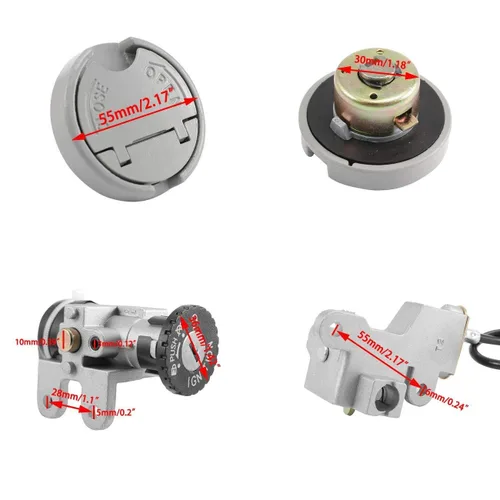 Vista 2 de GY6 Juego de llaves de interruptor de encendido para scooter de 49 cc, 50 cc, 150 cc, ciclomotor, TaoTao Replacement ignition switch key set for