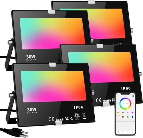 Vista 10 de Luz de inundación del LED al aire libre 30W, color que cambia el RGB Negro