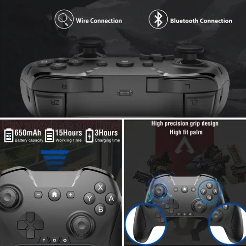 Vista 5 de Bluetooth Controller for iPhoneAndroid PhoneApple Arcade MFi GamesCloudSteam Wireless Game Controller for SwitchPCMaciPadTV Rechargeable Remote