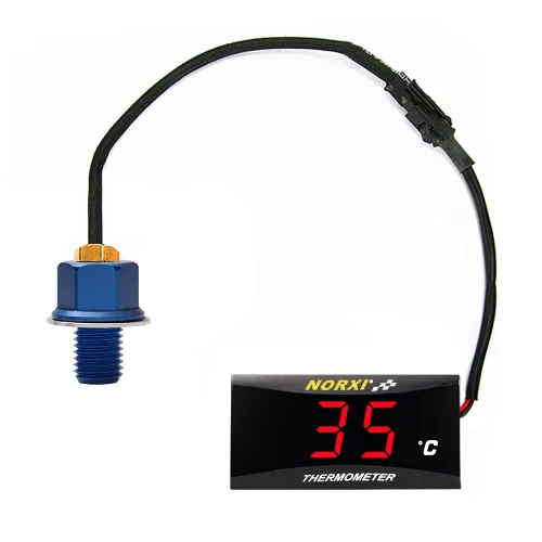 Vista 22 de Medidor de temperatura de aceite de motocicleta Medidor digital de temperatura de aceite termómetro electrónico con adaptador de sensor de Azul