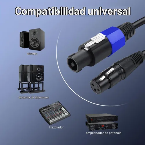 Vista 6 de SinLoon Cable Speakon a XLR de 3 pines 22AWG macho a hembra cable de extensión de audio con bloqueo giratorio para amplificador Pro DJ PA Stage