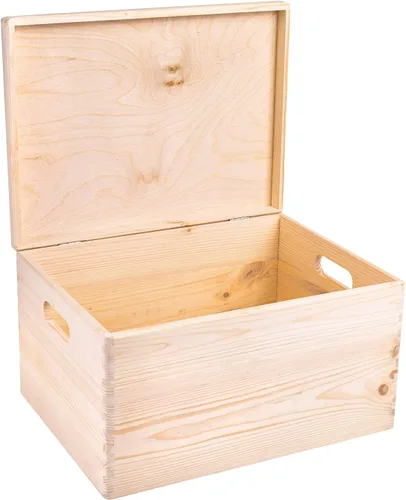 Vista 12 de Creative Deco Caja de almacenamiento grande de madera con tapa con bisagras 11.8 x 7.87 x 5.51 pulgadas (+-0.5) Caja de regalo sin acabar, lisa
