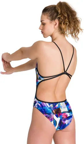 Vista 4 de ARENA Traje de baño de una pieza con espalda de encaje Crazy Zebras para mujer