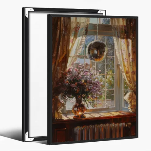 Vista 22 de WLZWD Arte de pared vintage de luna llena, impresión artística mística de bosque de medianoche, arte de academia oscura, póster estético, pintura