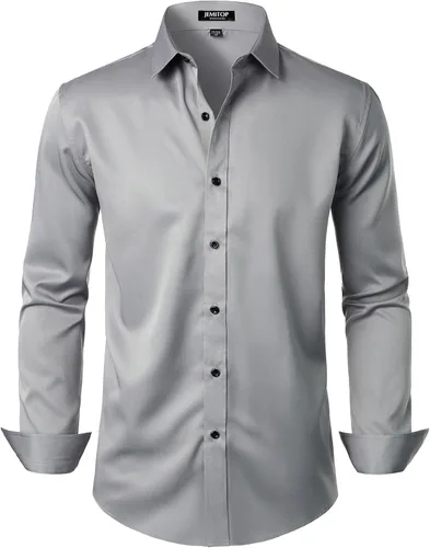Vista 16 de JEMITOP Mens Stretch Wrinkle Free Dress Shirts Naranja quemado