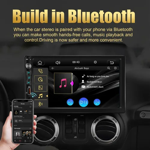Vista 4 de Estéreo de coche doble DIN con pantalla táctil IPS HD de 7 pulgadas, compatible con Apple Carplay y Android Auto, cámara trasera gran angular