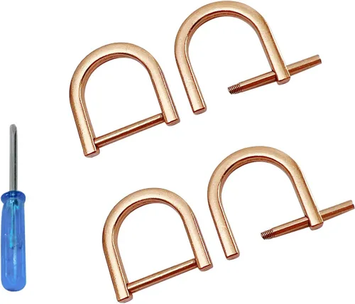 Vista 10 de willikiva 4 anillos en D con tornillo de cierre de repuesto para llave de grillete en forma de U, soporte de anillos D, herradura, de cuero