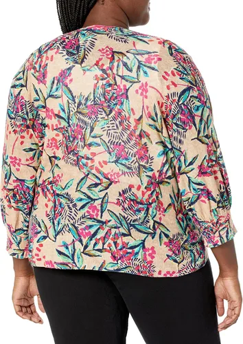 Vista 2 de NIC+ZOE Cárdigan de flor de cerezo de talla grande para mujer