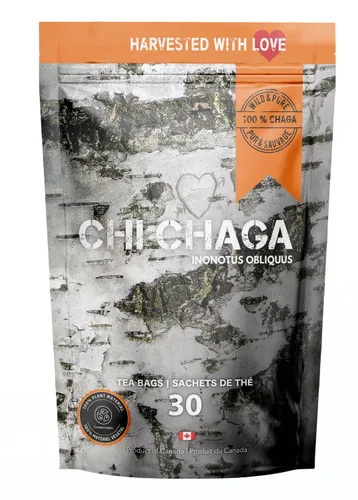 Vista 7 de Chaga 100% cosechada silvestre de primera calidad - 30 bolsas de té (Chaga Chai)