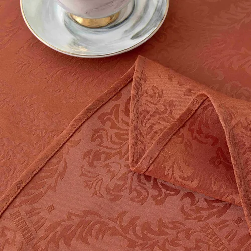 Vista 9 de maxmill - Mantel redondo de jacquard con diseño de damasco, impermeable, antiarrugas, de tela pesada y suave para cubierta circular de mesa y Óxido