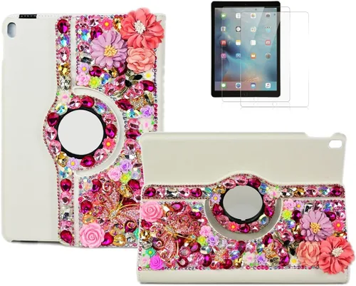 Vista 7 de Bling - Funda compatible con Samsung Galaxy Tab A9 (2023) – Elegante – 3D hecha a mano con corona de cristal de búho nocturno giratorio de 360
