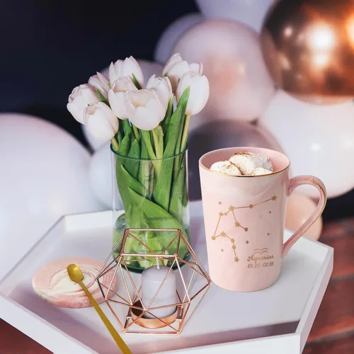 Vista 4 de YHRJWN Regalos de Acuario para Mujeres, Taza de Café de Constelación de Acuario, Regalos de Cumpleaños de Enero y Febrero para Mujeres Amantes