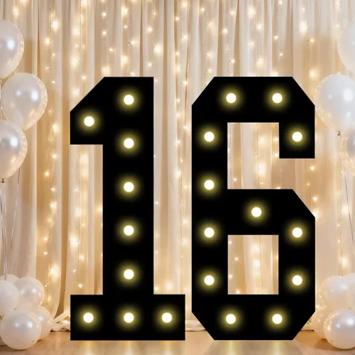 Vista 96 de Pooqla - Números iluminados negros, decoraciones de cumpleaños 50 para hombres Number 50