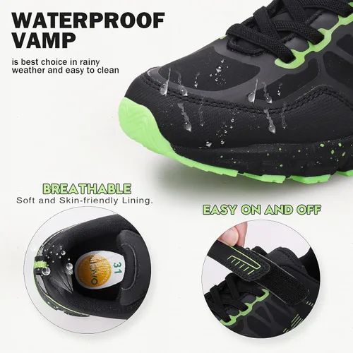 Vista 3 de UOVO - Zapatos deportivos para niños, tenis para niños, para senderismo, correr, impermeables, atléticas, para exteriores, antideslizantes, cómodos