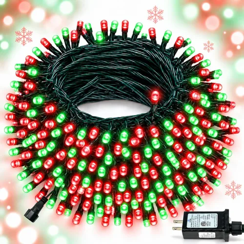 Vista 22 de Luces de cadena navideñas conectables de 240 LED de 88 pies, 13 modos, para interiores y exteriores, cable verde extensible, luces de árbol