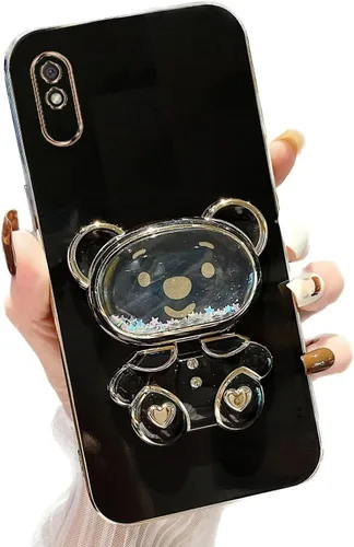 Vista 48 de Miagon Bear - Funda con soporte para espejo para Xiaomi Redmi A1, Quicksand Glitter Electroplated Soft TPU Protector Slim a prueba de golpes