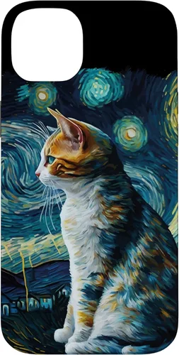 Vista 15 de Lindo Van Gogh Starry Night Cat Calico Cat Lover - Carcasa divertida para iPhone 17