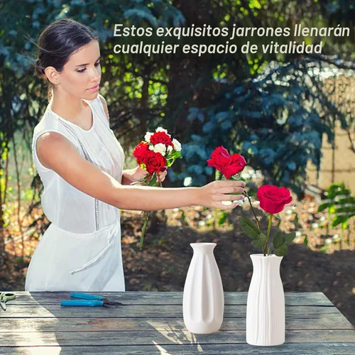 Vista 7 de Juego de 10 jarrones de cerámica blanca de 5 pulgadas, pequeños jarrones a granel para flores, mini jarrones para centros de mesa, modernos