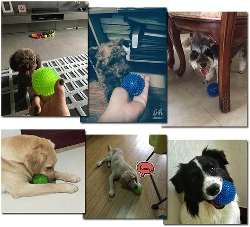 Vista 7 de Orgrimmar Pelotas para masticar chirriantes para perros de 2.55 pulgadas, juguetes de limpieza suave para mascotas, 3