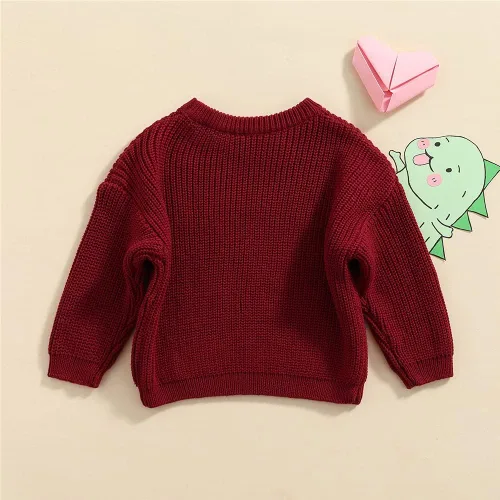 Vista 5 de Suéter de punto para bebé niña y niño, sudadera cálida con cuello redondo y manga larga para bebé