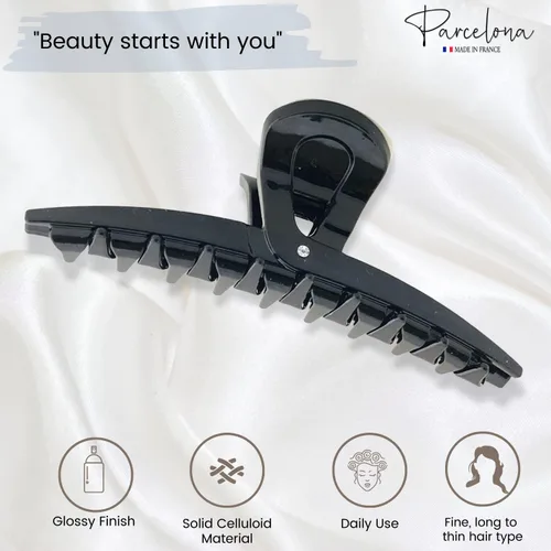 Vista 2 de Parcelona Pinza de pinza de pelo con pinza para el cabello cubierta negra francesa para mujer
