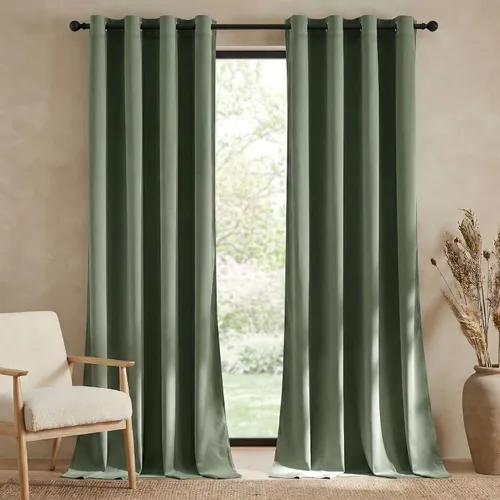 Vista 12 de NICETOWN Cortinas de terciopelo beige 100% opacas de 84 pulgadas de largo, 52 pulgadas de ancho, 2 paneles para dormitorio y sala de estar, cortinas