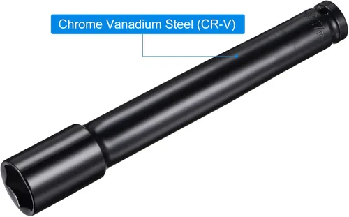 Vista 5 de uxcell 1/2" Drive by 0.669 in Deep Socket, acero CR-V tratado térmicamente 8" longitud, tamaños métricos de 6 puntos