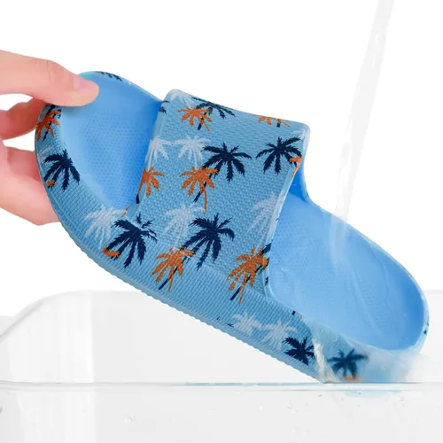 Vista 7 de FJPTREN Zapatos de nube para niños y niñas, sandalias acolchadas antideslizantes, zapatos de ducha ligeros, plataforma para niños, suela gruesa