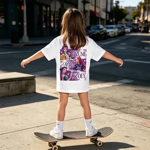Vista 6 de Camiseta de Demon para niñas pequeñas, camiseta de cazador de disparos para niñas