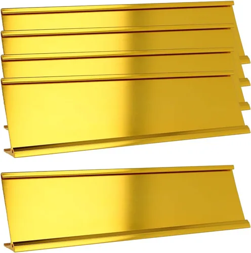 Vista 9 de ExcelMark Soporte de placa de identificación de aluminio de 2 x 8 pulgadas para escritorio, soporte de letrero de puerta de negocios de oficina Negro
