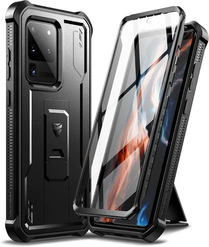 Vista 9 de Dexnor Funda de cuerpo completo para Samsung Galaxy S20 Ultra de 6.9 pulgadas, protector de pantalla y soporte integrados, protección de grado