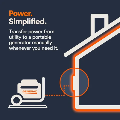 Vista 5 de Generac HomeLink - Interruptor de transferencia de generador portátil de 30 amperios, interruptor de transferencia manual actualizable, 8-10