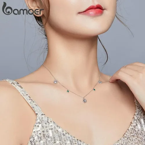 Vista 2 de Collar ajustable Little Daisy para mujer plata de ley 925 circonita cúbica joyería de marca de lujo collar de nuevo modo SCN415