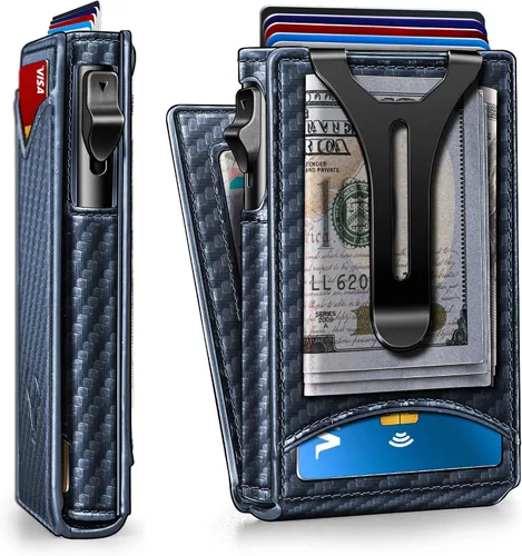 Vista 8 de Cartera BULLIANT para hombre, cartera con clip para billetes delgada para regalo para hombre, 9 tarjetas - Estuche de tarjeta de crédito de metal