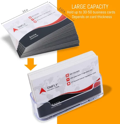 Vista 13 de Paquete de 16 tarjeteros transparentes para escritorio, pantalla de tarjetas de visita de plástico acrílico para oficina, cabina de exposiciones