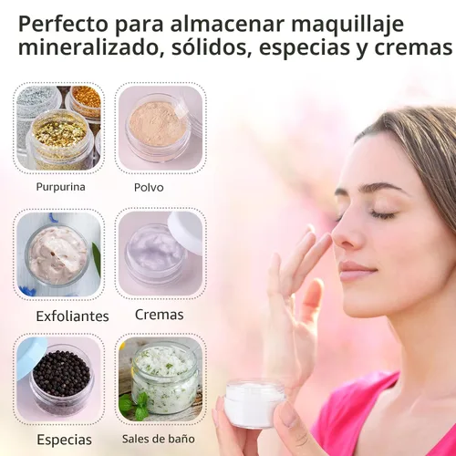 Vista 3 de Accmor 15 tarros transparentes vacíos, recipientes de muestra de plástico con tapas, tarros de cosméticos de tamaño de 0.35/0.53/0.7 onzas con 5