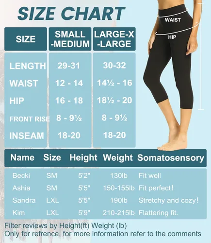 Vista 5 de YOLIX Paquete de 7 leggings capri para mujer, cintura alta, color negro, suave, pantalones de yoga para entrenamiento