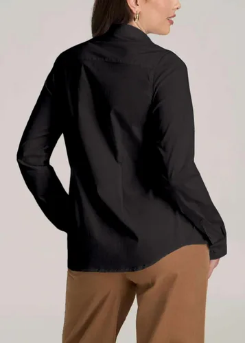 Vista 3 de Camisas con botones para mujer, camisas de vestir de manga larga, elásticas, sin arrugas, para el trabajo, blusas casuales de oficina