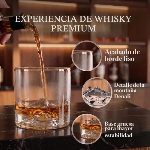 Vista 6 de LIITON Denali Mountain Old Fashioned - Vasos de whisky (2 unidades), regalo