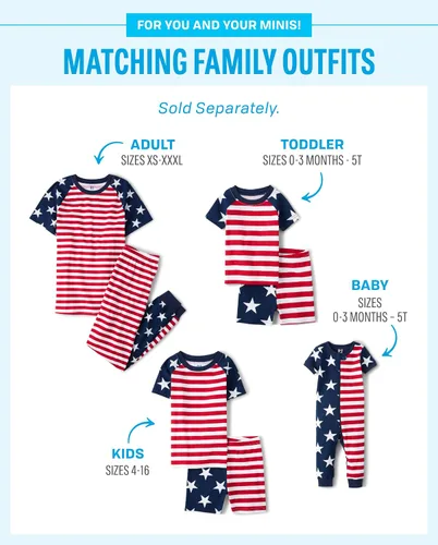 Vista 3 de The Children's Place Baby Family Matching, 4th of July American USA Pajamas Sets, Cotton
