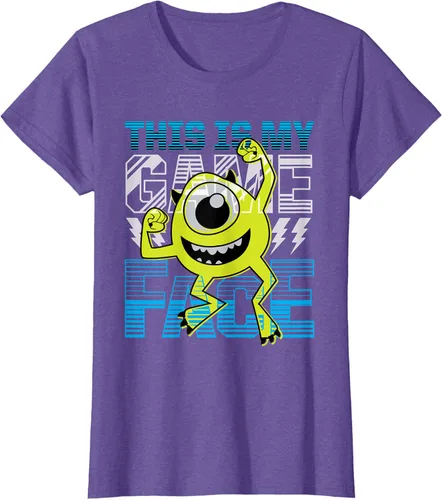 Vista 25 de Disney Pixar Monsters Inc. Mike Wazowski Game Face Camiseta Negro
