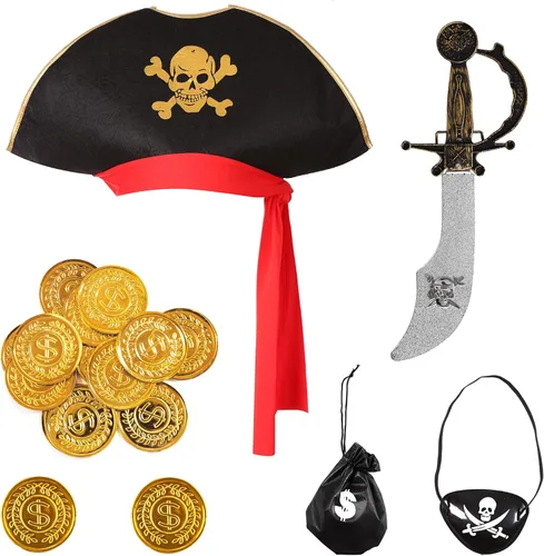 Vista 4 de Disfraz de pirata para niñas, juego de vestido de bucanero de lujo para fiesta de Halloween